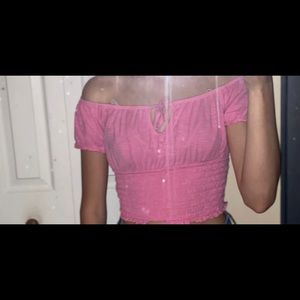 Adorable pink off the shoulders top